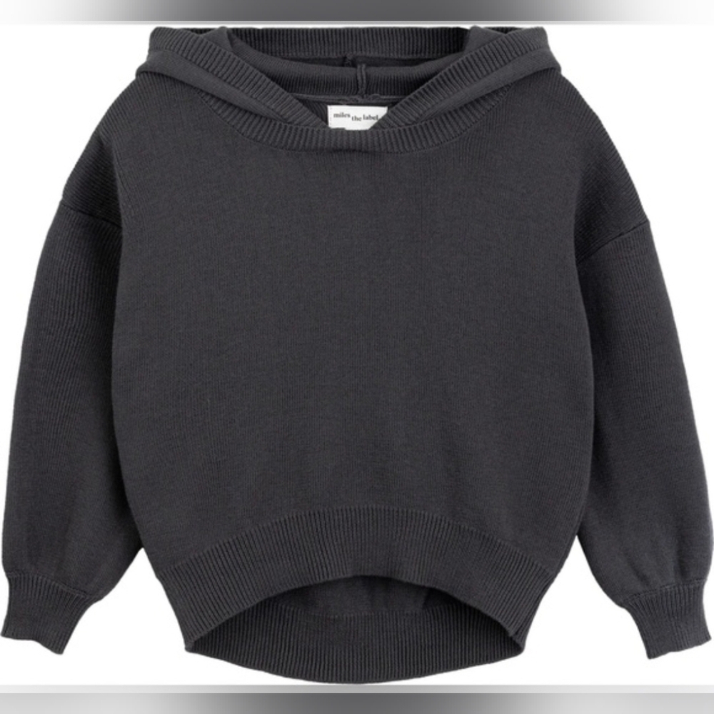 Miles The Label Super Soft Grey Girl Knit Hoodie Size 5-6y